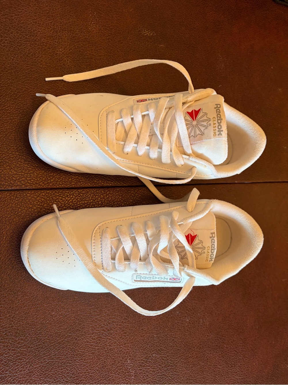Reebok Women’s Wear White Sneakers with Red Accent